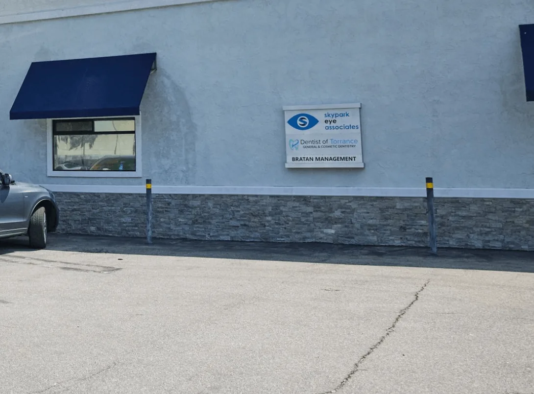 A parking lot of a dental clinic